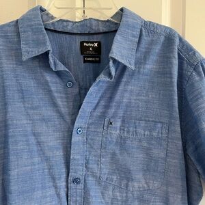Hurley Men's Light Blue Casual Button Down Shirt